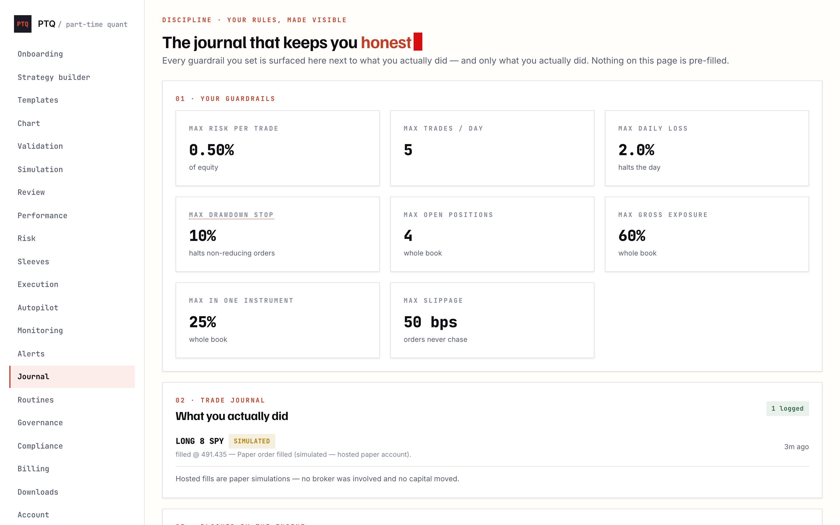 Journal — simulated paper fill — labelled